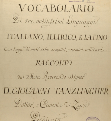 Vocabolario di tre nobilissimi linguaggi italiano, illirico, e latino