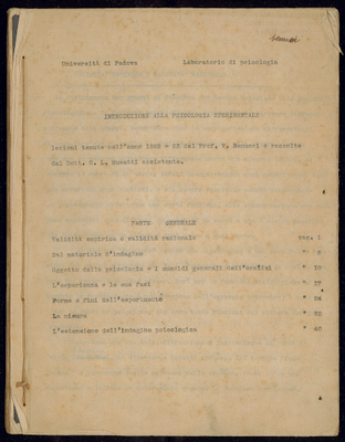 L'evoluzione della Psicologia a Padova: da Benussi a Metelli